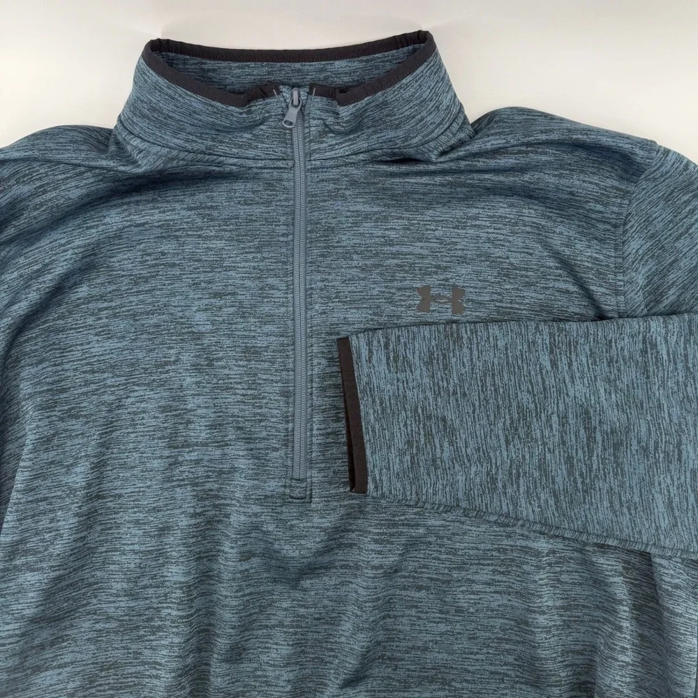 Under Armour ColdGear Men's Quarter Zip Pullover Sweater Blue‎ Heathered 3XL